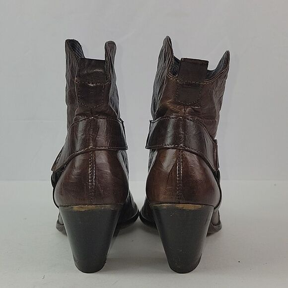 Paul Green Strappy Brown Leather Handmade Women's Ankle Boots - Picture 5 of 16